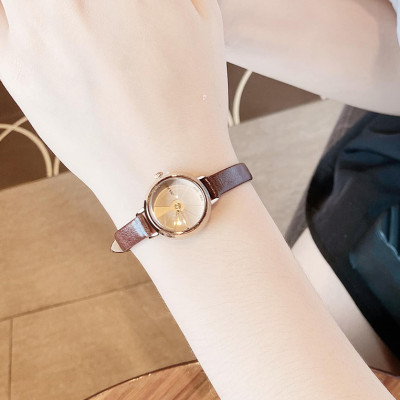 Đồng Hồ Nữ Julius Hàn Quốc JA979 Mặt Tròn Cá TÍnh Dây Da Màu Nâu