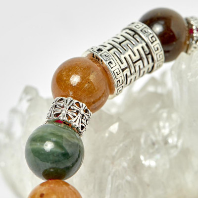 Vòng tourmaline đa sắc phối charm dreamcatcher bạc 10mm - Ngọc Quý Gemstones