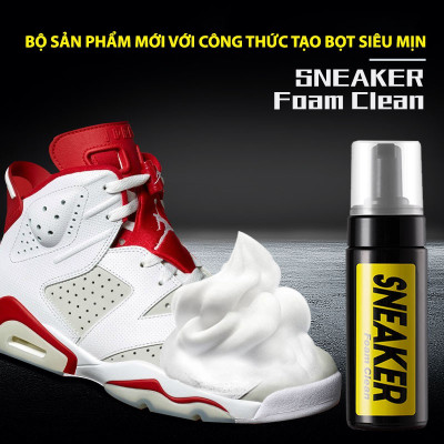Bộ Vệ Sinh Giày Dép Làm Sạch Chuyên Sâu Giặt Giày gồm 1 bình xịt tạo bọt dung tích 150ml, 1 khăn mềm, 1 bàn chải mềm