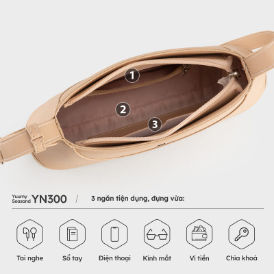 Túi Yuumy (Thời trang nữ nhấn viền trang trí - Túi đeo vai da Seasand YN300)