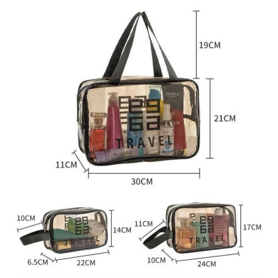 Túi đựng mỹ phẩm trong suốt có quai cao cấp MÀU ĐEN 26x15x10cm