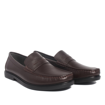 Giày MICHILUX Da Bò Thật Chính Hãng Penny Loafer CIEPL Màu Nâu Sẫm