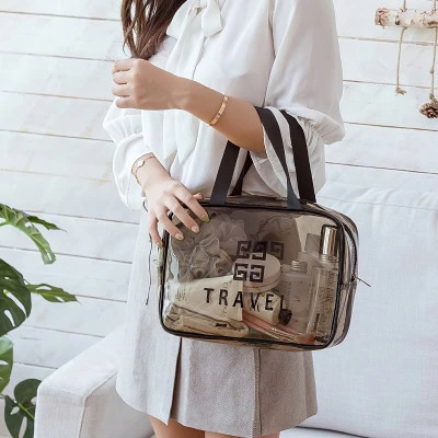 Túi đựng mỹ phẩm du lịch có quai xách mini trong suốt, Túi đựng đồ trang điểm makup chống nước - Chính Hãng 