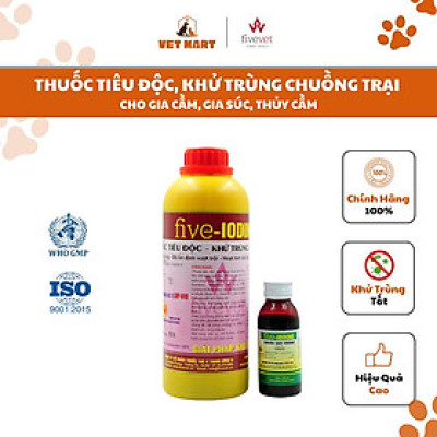 Five-Iodine - Khử mùi, Khử trùng chuồng trại, Diệt vi khuẩn cho vật nuôi (1 LÍT)