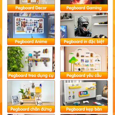 Bảng lỗ Pegboard Dola Home kim loại cao cấp treo tường. Bảng treo trang trí decor nhà cửa, góc làm việc