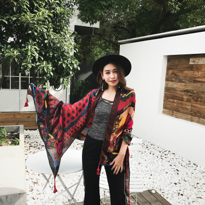 Khăn choàng cotton chống nắng - đi biển họa tiết dễ thương