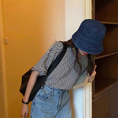 (NEW) Mũ vành, nón bucket trơn phối vải jeans cực đẹp Form chuẩn thời trang nữ (Ảnh thật)