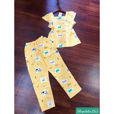 Đồ bộ nữ,đồ ngủ mặc nhà vải lụa quần dài BD 111 họa tiết dễ thương size 47-62kg.