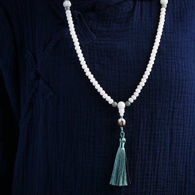 VÒNG CHUỖI 108 HẠT BẠCH NGỌC BỒ ĐỀ TỰ NHIÊN KHẮC HOA SEN KÈM HỘP ĐỰNG