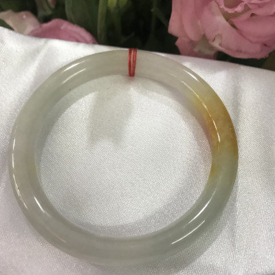 Vòng Cẩm Thạch mới Trắng Vàng Bóng đẹp Ni 57mm Chột 8mm Nữ mạng kim mạng thổ 55kg đến 65kg đeo dễ thương xinh xuất sắc ạ