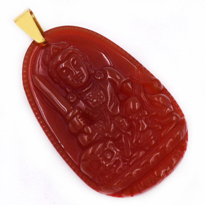 Mặt Phật Văn Thù Bồ Tát thạch anh đỏ 3.6cm kèm hộp nhung