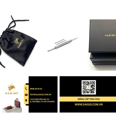 Dây Da Đồng Hồ Cổ Điển, 100% Da Bò Thật, Kiểu Dáng Phẳng Mỏng, Mặt Lót Chống Thấm Mồ Hôi, Tích Hợp Lớp Gia Cố Chống Giãn Đặc Biệt, Phụ Kiện Khóa và Chốt Bằng Thép Không Gỉ 316L - Hàng Chính Hãng SAIGIO