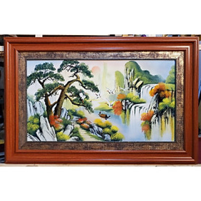 Tranh sứ -Song tùng bát hạc (tài lộc bền vững)