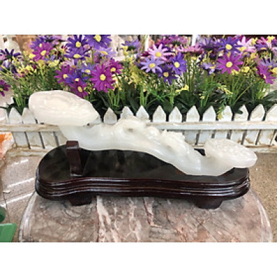 Gậy như ý phong thủy may mắn vạn sự như ý đá bạch ngọc - Dài 32 cm