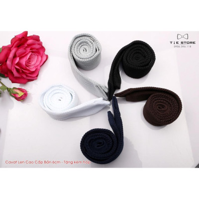 Cà Vạt Len Cao Cấp Bản  6Cm - Cavat Tự Thắt Kèm hộp Đủ Mẫu