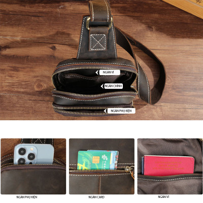 Túi đeo chéo nam DA BÒ THẬT phong cách mới  - BEE GEE DCN9220