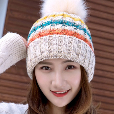 Mũ Len Nữ Trùm Tai Lót Lông Phong Cách Hàn Quốc Dễ Thương