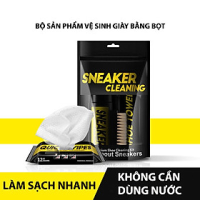 Bộ Vệ Sinh Giày Dép Làm Sạch Chuyên Sâu Giặt Giày gồm 1 bình xịt tạo bọt dung tích 150ml, 1 khăn mềm, 1 bàn chải mềm