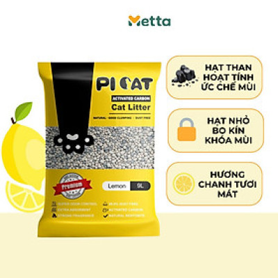 9L Cát đất sét mix than hoạt tính vệ sinh cho mèo Picat ít bụi-thấm hút tốt-vón cục chặt khử mùi tốt túi 9L