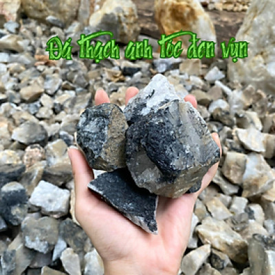 Đá thạch anh tóc đen thô vụn 4x6cm NHASAN rải sàn trấn trạch, chôn nền tăng sinh khí, bồi hoàn long mạch