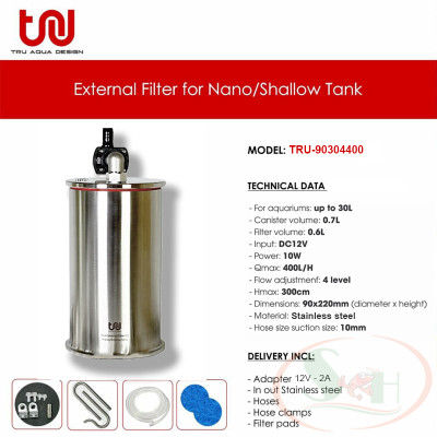 Lọc thùng TRU Inox External Filter lọc mini shallow bể nano thủy sinh cá tép
