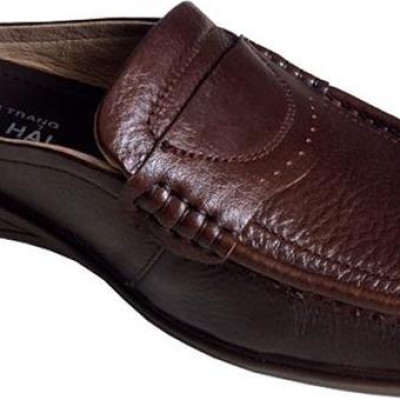 Dép bít mũi nam Trường Hải da bò cao cấp đế cao su màu nâu bò BM217