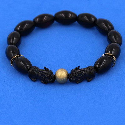 Vòng tay Lu Thống Thạch Anh Đen size 8 ly, 10 ly, 12 ly - Vòng tay Tỳ Hưu Đôi inox đen VTAEOVTHHEV8 - hợp mệnh Mộc, mệnh Thủy