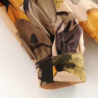 Áo sơ mi nữ dài tay công sở phối hoa Chất vải mềm mịn,thoáng mát,thấm hút mồ hôi tốt sm77