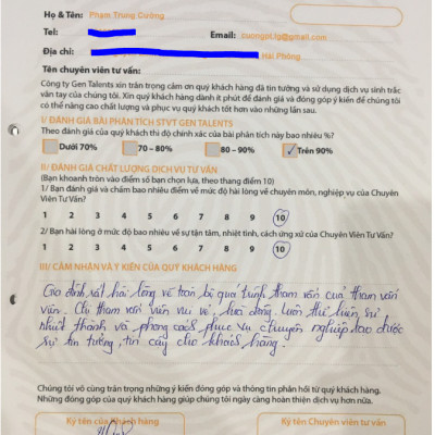 Sinh Trắc Vân Tay Gen Talents – Dịch Vụ Tham Vấn Chuyên Sâu Báo Cáo Sinh Trắc Vân Tay