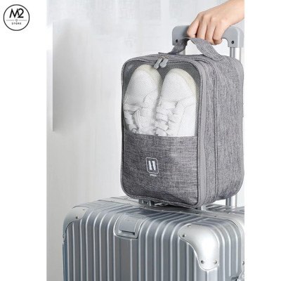 Túi Đựng Giày Dép Du Lịch 3 Ngăn Chất Liệu Chống Thấm Nước, Túi Để Giày Thể Thao Đa Năng Có Móc Gài Tay Kéo Vali Tiện Lợi - Hàng chính hãng