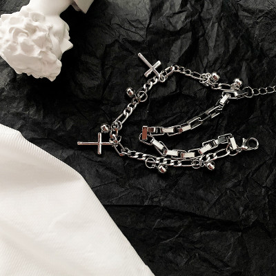 Set 2 vòng đeo tay chữ thập phong cách đường phố cá tính