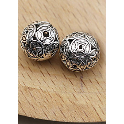 Combo 2 cái charm bạc hình cầu họa tiết đồng tiền xỏ ngang - Ngọc Quý Gemstones