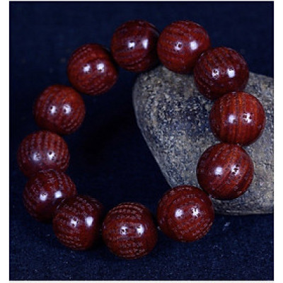 Vòng tay gỗ Trắc khắc Kim Cương Kinh - 12 hạt, 20mm - MS02