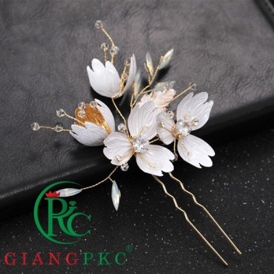 Trâm hoa cài tóc cô dâu 1 cái hoa kim loại Giangpkc 82023