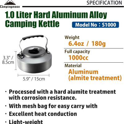 Ấm đun nước bằng nhôm Campingmoon S1000 (1 lít)