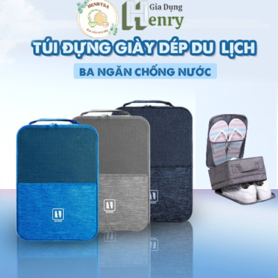 Túi Đựng Giày Dép Du Lịch,Túi Bảo Quản Giày Dép Gắn Vali Du Lịch,Thể Thao Tiện Dụng 3 Ngăn Chống Nước - HENRYSA