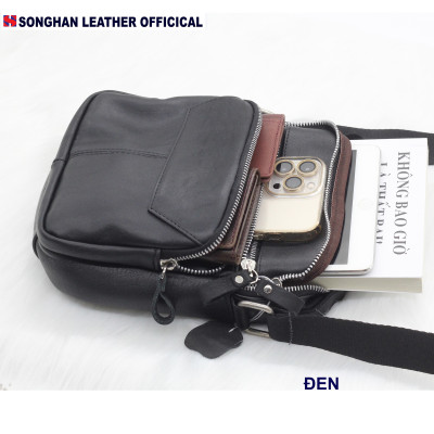 Túi Đeo Chéo Nam Mini Da Bò Cao Cấp Songhan Leather BM04,Túi Đeo Vai Thời Trang Đựng Vừa Ipadmini,Bảo Hành 12 Tháng