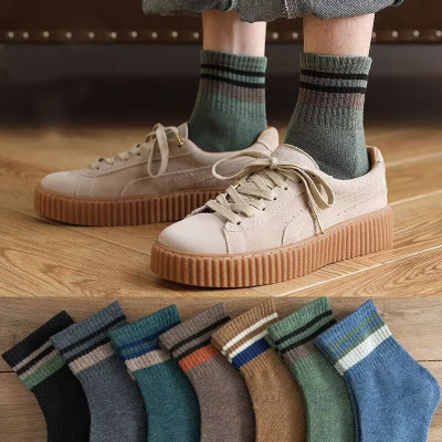 Combo 5 Vớ tất Nam Nữ kẻ 3 sọc cổ cao phong cách trẻ trung, năng động.