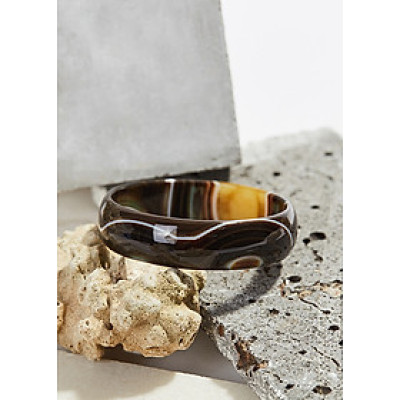 Vòng tay mã não vàng nâu bản hẹ - Ngọc Qúy Gemstones