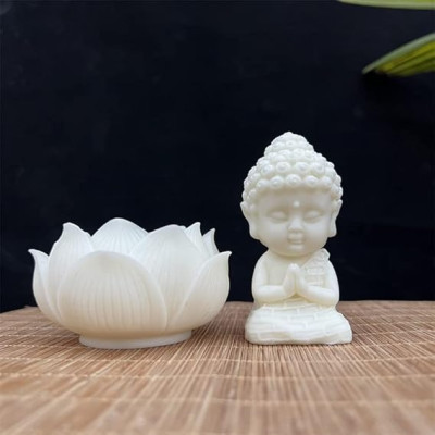 Tượng Phật mini ngồi trên đài sen để xe hơi, bàn làm việc, decor cầu may mắn bình an