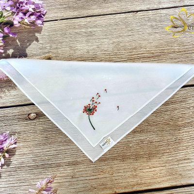 Khăn Lụa Thêu Tay Thêu Hoa Bồ Công Anh SenSilk - Quà Kỷ Yếu Siêu Cute, Embroidery Silk made in Vietnam 35 x 35 CM
