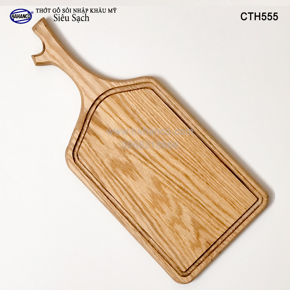 Thớt gỗ Sồi Mỹ (OAK) kiểu dáng sừng hươu có rãnh bao quanh tiện dụng (CTH555) hàng Xuất Khẩu Châu Âu - khay bánh mì/trái cây/ bít tết/ pizza/ phụ kiện chụp ảnh, bày món ăn trong nhà hàng - Sang trọng trên bàn ăn - HAHANCO