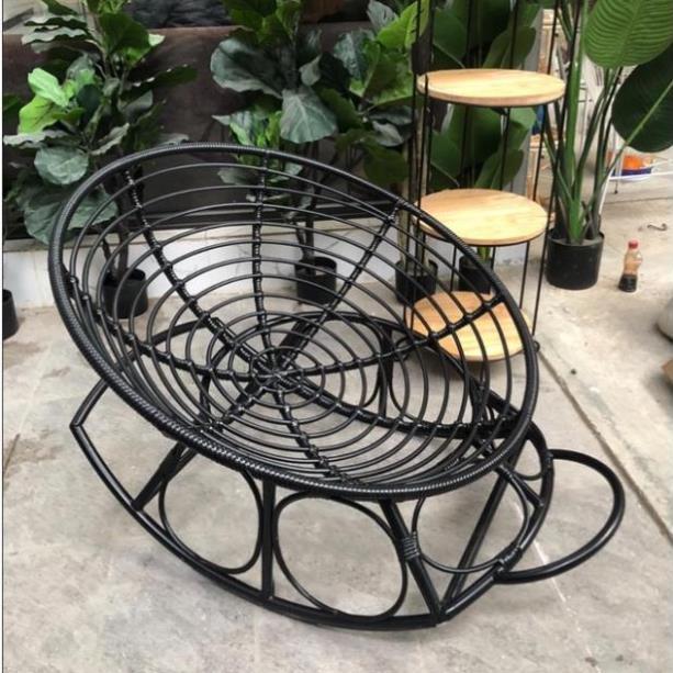 Hàng Cao Cấp Ghế lười bập bênh nệm tròn thư giãn, đọc sách Papasan khung sắt mây nhựa - Giá Tại Xưởng