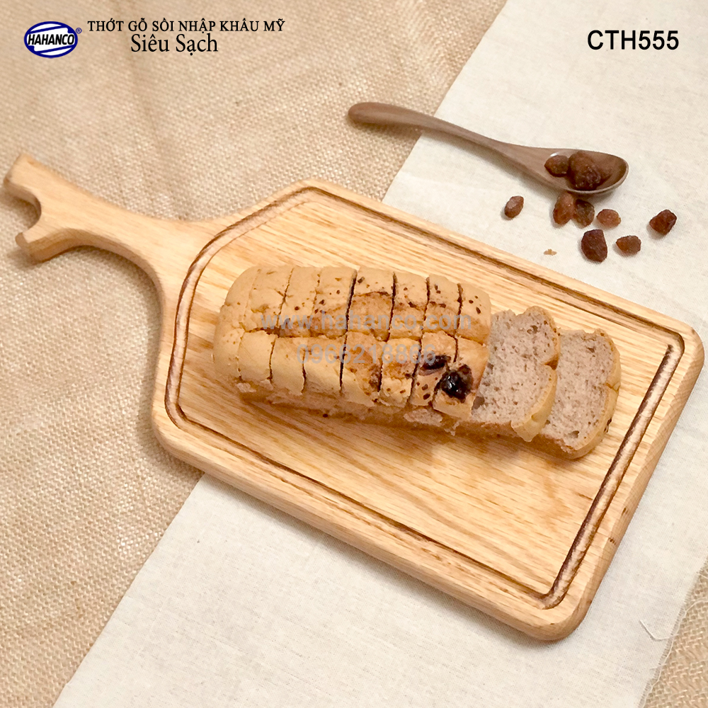Thớt gỗ Sồi Mỹ (OAK) kiểu dáng sừng hươu có rãnh bao quanh tiện dụng (CTH555) hàng Xuất Khẩu Châu Âu - khay bánh mì/trái cây/ bít tết/ pizza/ phụ kiện chụp ảnh, bày món ăn trong nhà hàng - Sang trọng trên bàn ăn - HAHANCO