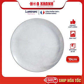 Đĩa thủy tinh Luminarc Diwali Granit Marble 19cm đựng thức ăn, kháng vỡ, cường lực - Bộ 3 cái - P9834