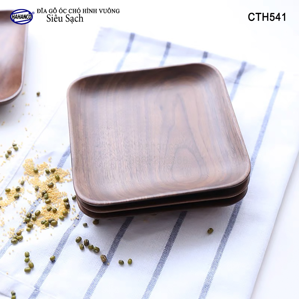Đĩa vuông gỗ Óc Chó nhập khẩu Mỹ nguyên khối - hàng Xuất Khẩu Châu Âu - CTH541 - đựng đồ ăn/trang trí - đĩa bánh mì/trái cây/ bít tết/ pizza/ phụ kiện chụp ảnh, bày món ăn trong nhà hàng - Sang trọng trên bàn ăn