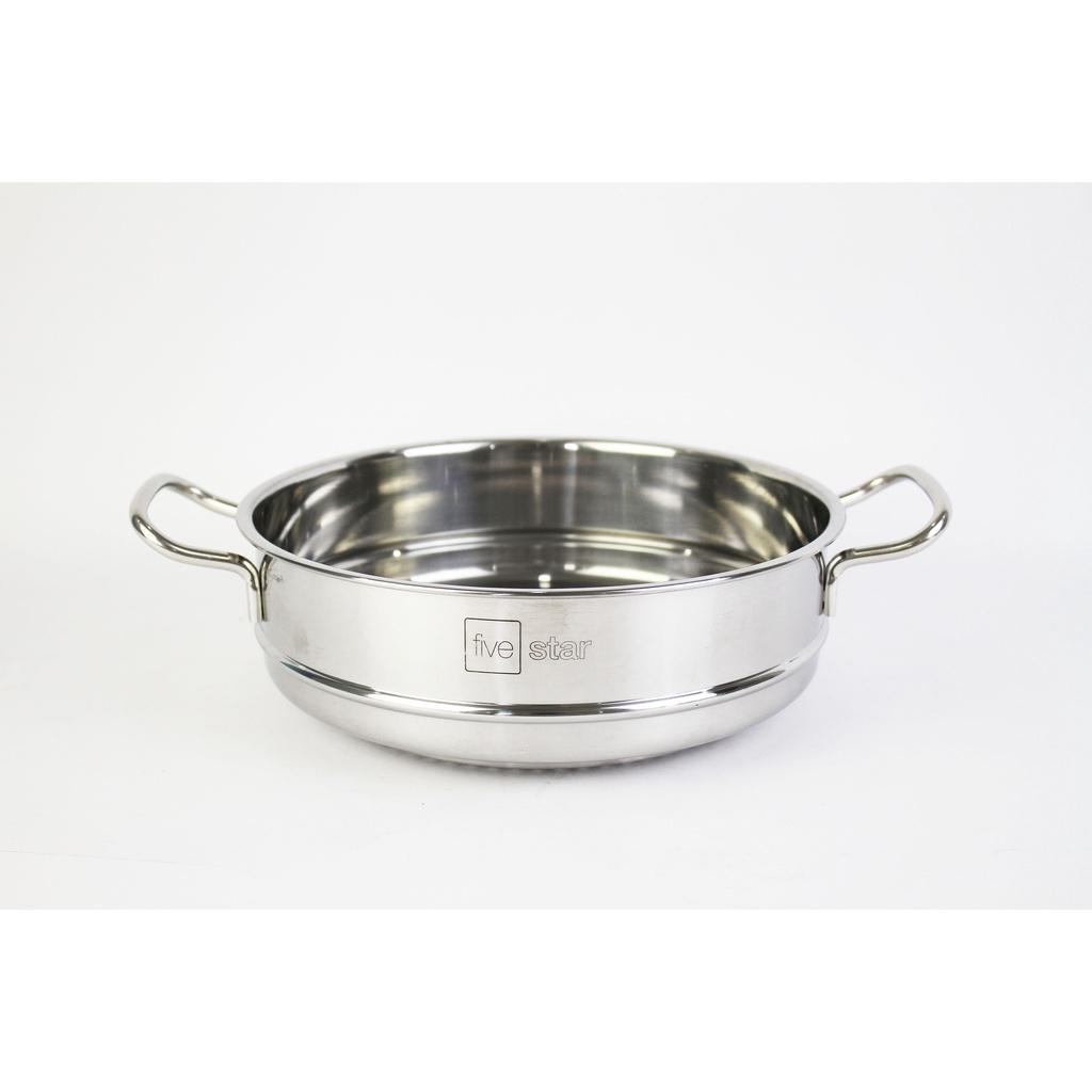 Bộ nồi xửng quánh chảo inox 430 cao cấp FIVESTAR 5 chiếc 3 đáy bếp từ nắp kính ( tặng1 vá canh )