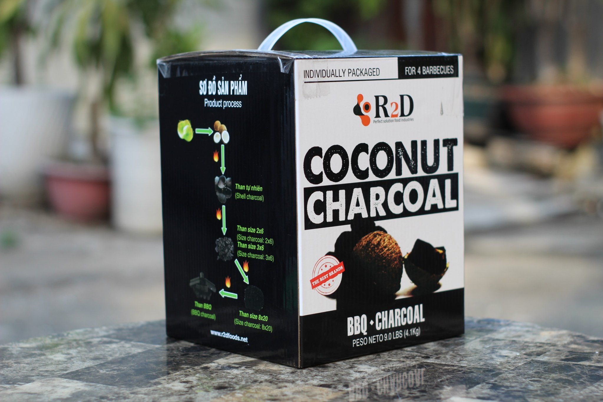 Combo 3 hộp than không khói làm từ Gáo dừa chính hãng R2D dùng cho tiệc nướng BBQ (tổng 7 kg than) an toàn cho sức khoẻ