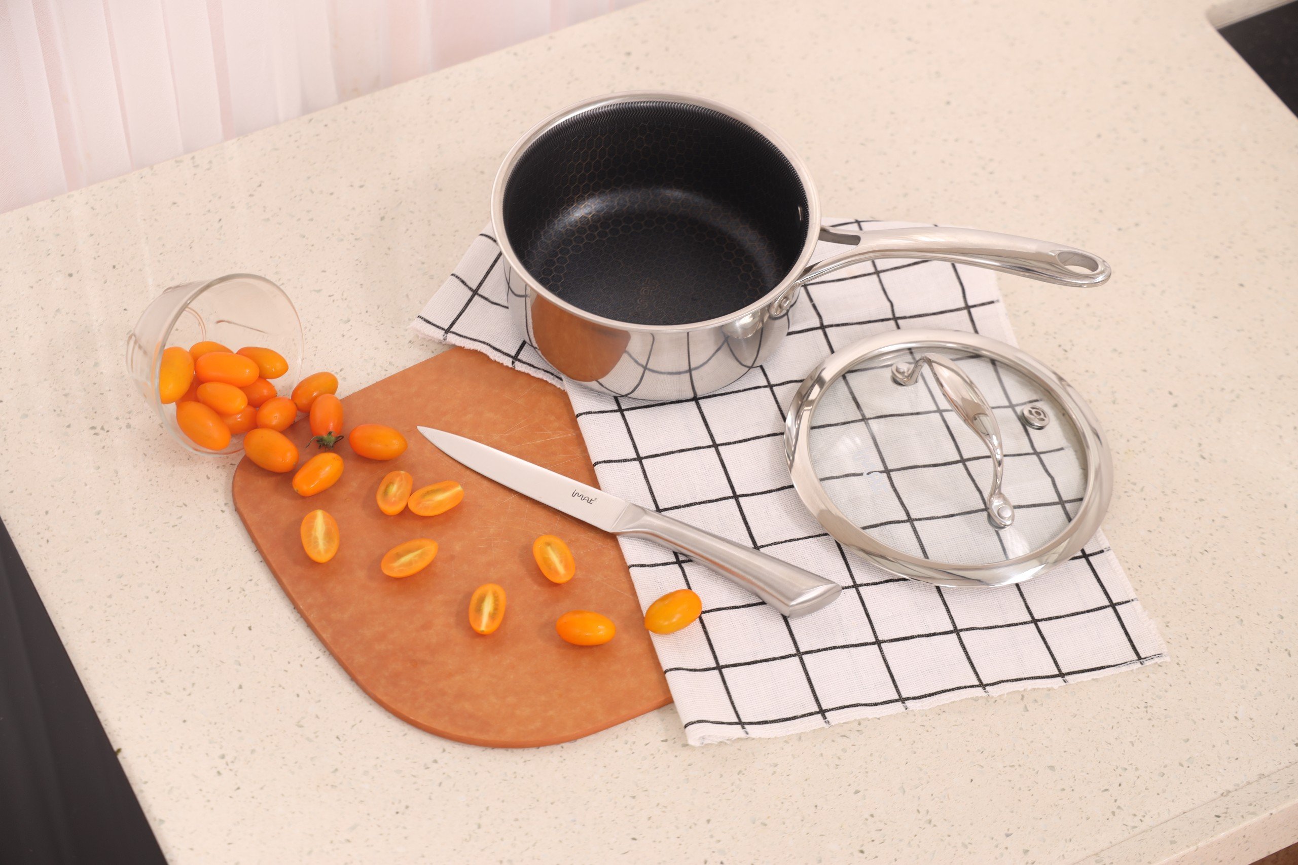 Hàng chính hãng: Nồi inox chống dính iMAT Hybrid các size 16|18|22|26cm. Dùng để nấu, kho, chiên...