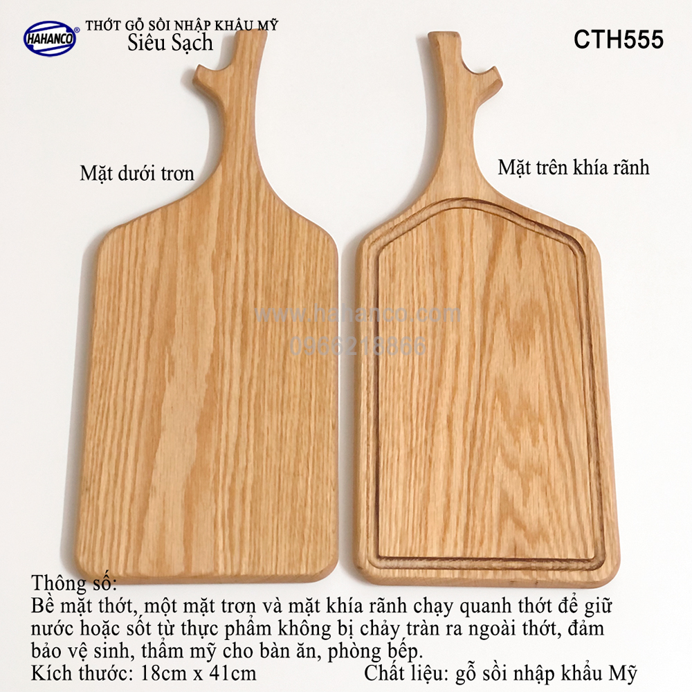 Thớt gỗ Sồi Mỹ (OAK) kiểu dáng sừng hươu có rãnh bao quanh tiện dụng (CTH555) hàng Xuất Khẩu Châu Âu - khay bánh mì/trái cây/ bít tết/ pizza/ phụ kiện chụp ảnh, bày món ăn trong nhà hàng - Sang trọng trên bàn ăn - HAHANCO